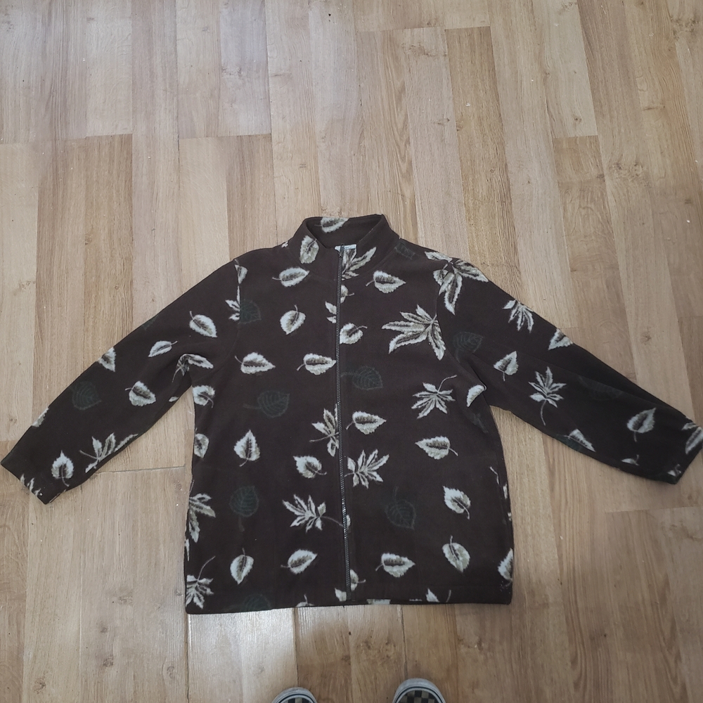 Unisex Brown Leaf Pattern Jacket